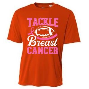 Tackle Breast Cancer Awareness Football Pink Ribbon Cooling Performance Crew T-Shirt