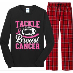 Tackle Breast Cancer Awareness Football Pink Ribbon Long Sleeve Pajama Set