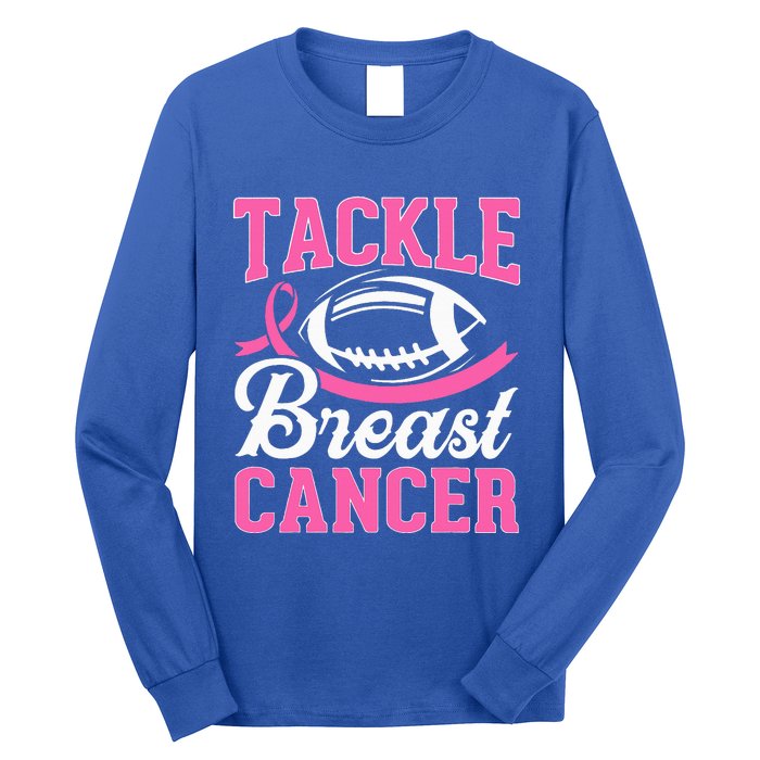 Tackle Breast Cancer Awareness Football Pink Ribbon Long Sleeve Shirt