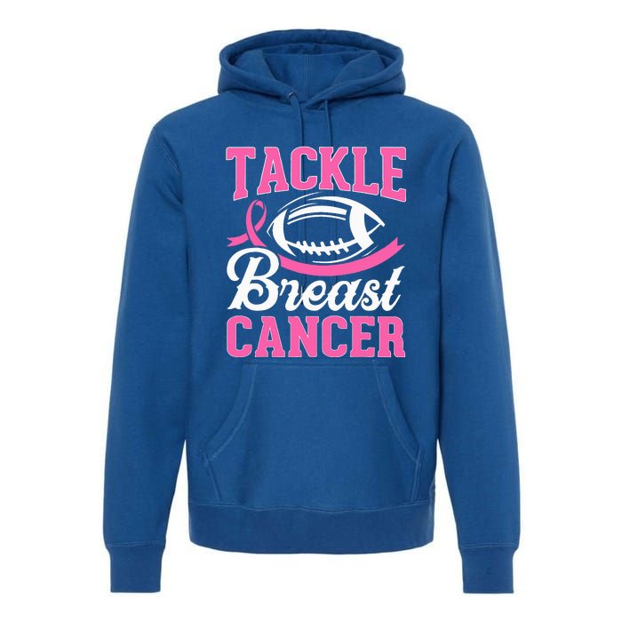 Tackle Breast Cancer Awareness Football Pink Ribbon Premium Hoodie