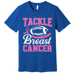 Tackle Breast Cancer Awareness Football Pink Ribbon Premium T-Shirt