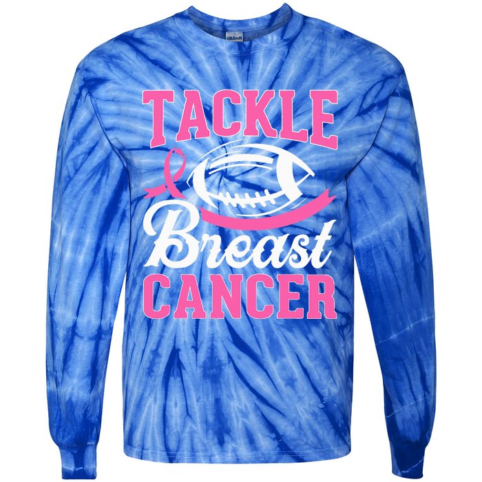 Tackle Breast Cancer Awareness Football Pink Ribbon Tie-Dye Long Sleeve Shirt