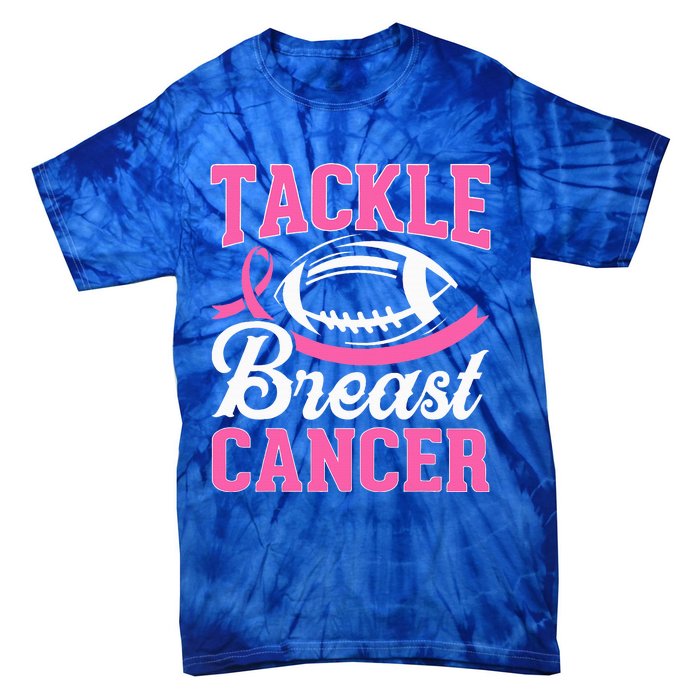 Tackle Breast Cancer Awareness Football Pink Ribbon Tie-Dye T-Shirt