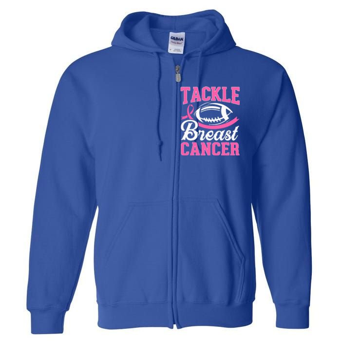 Tackle Breast Cancer Awareness Football Pink Ribbon Full Zip Hoodie