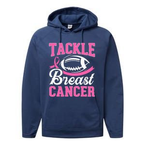 Tackle Breast Cancer Awareness Football Pink Ribbon Performance Fleece Hoodie