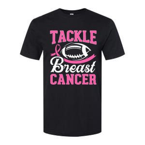 Tackle Breast Cancer Awareness Football Pink Ribbon Softstyle CVC T-Shirt