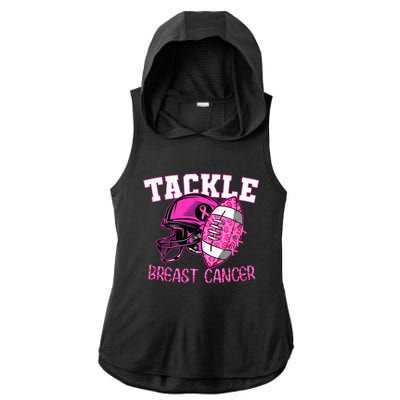 Tackle Breast Cancer Awareness American Footballribbon Ladies PosiCharge Tri-Blend Wicking Draft Hoodie Tank