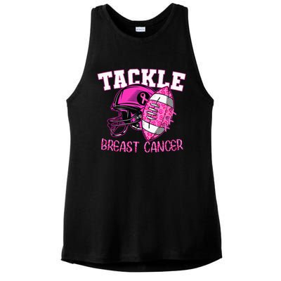 Tackle Breast Cancer Awareness American Footballribbon Ladies PosiCharge Tri-Blend Wicking Tank