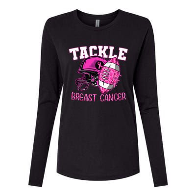 Tackle Breast Cancer Awareness American Footballribbon Womens Cotton Relaxed Long Sleeve T-Shirt