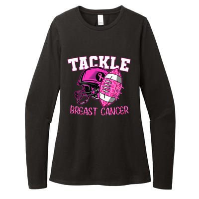 Tackle Breast Cancer Awareness American Footballribbon Womens CVC Long Sleeve Shirt