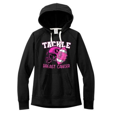 Tackle Breast Cancer Awareness American Footballribbon Women's Fleece Hoodie