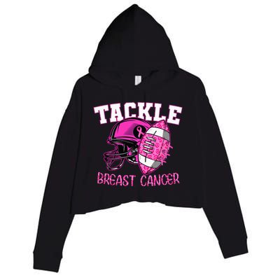 Tackle Breast Cancer Awareness American Footballribbon Crop Fleece Hoodie