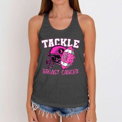 Tackle Breast Cancer Awareness American Footballribbon Women's Knotted Racerback Tank