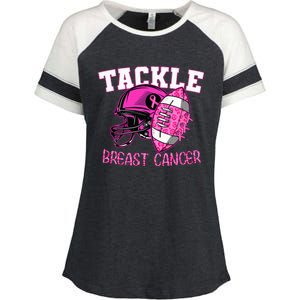 Tackle Breast Cancer Awareness American Footballribbon Enza Ladies Jersey Colorblock Tee