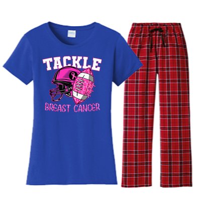 Tackle Breast Cancer Awareness American Footballribbon Women's Flannel Pajama Set