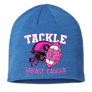 Tackle Breast Cancer Awareness American Footballribbon Sustainable Beanie