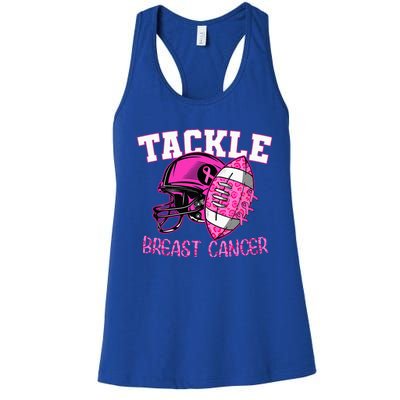 Tackle Breast Cancer Awareness American Footballribbon Women's Racerback Tank