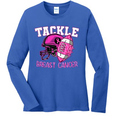 Tackle Breast Cancer Awareness American Footballribbon Ladies Long Sleeve Shirt