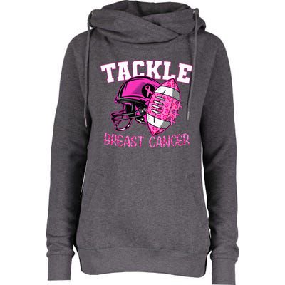 Tackle Breast Cancer Awareness American Footballribbon Womens Funnel Neck Pullover Hood