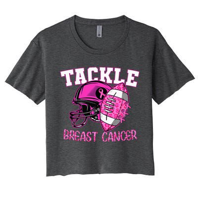 Tackle Breast Cancer Awareness American Footballribbon Women's Crop Top Tee