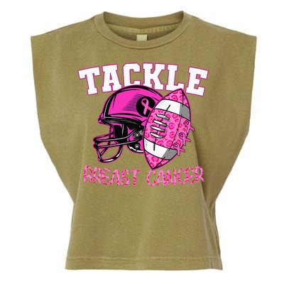 Tackle Breast Cancer Awareness American Footballribbon Garment-Dyed Women's Muscle Tee