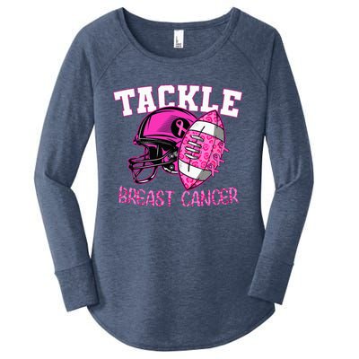 Tackle Breast Cancer Awareness American Footballribbon Women's Perfect Tri Tunic Long Sleeve Shirt