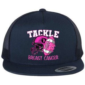 Tackle Breast Cancer Awareness American Footballribbon Flat Bill Trucker Hat