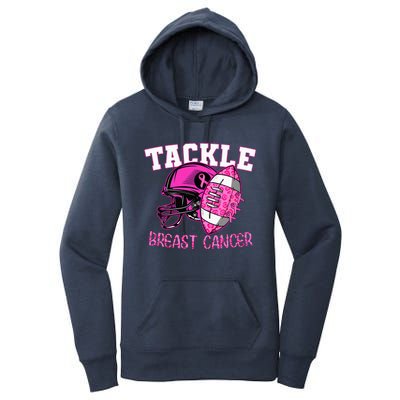 Tackle Breast Cancer Awareness American Footballribbon Women's Pullover Hoodie