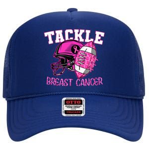 Tackle Breast Cancer Awareness American Footballribbon High Crown Mesh Back Trucker Hat