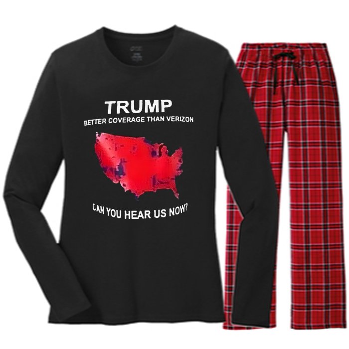 Trump Better Coverage Than Verizon Can You Hear Us Now Women's Long Sleeve Flannel Pajama Set 