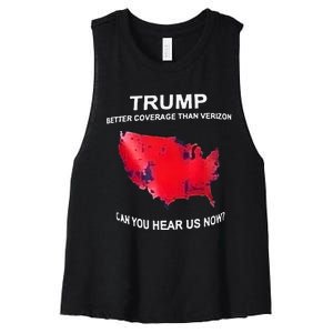 Trump Better Coverage Than Verizon Can You Hear Us Now Women's Racerback Cropped Tank