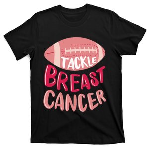 Tackle Breast Cancer Awareness Football Pink Ribbon T-Shirt