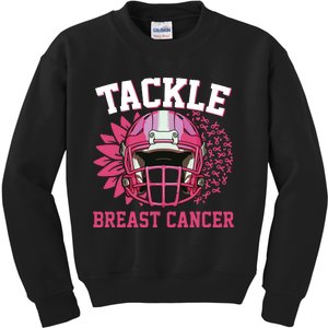 Tackle Breast Cancer Awareness Pink Ribbon Football Boy Kids Kids Sweatshirt