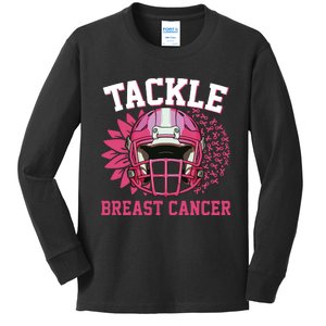 Tackle Breast Cancer Awareness Pink Ribbon Football Boy Kids Kids Long Sleeve Shirt