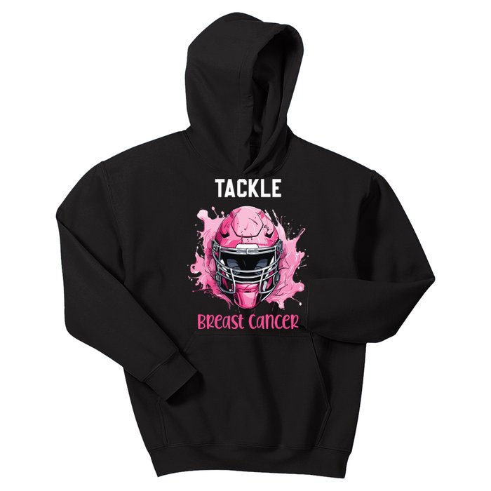 Tackle Breast Cancer Awareness Pink Ribbon Football Boy Kids Kids Hoodie