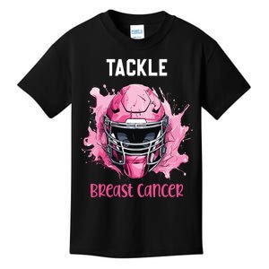 Tackle Breast Cancer Awareness Pink Ribbon Football Boy Kids Kids T-Shirt