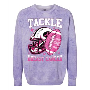 Tackle Breast Cancer Awareness Pink Ribbon Football Boy Kids Colorblast Crewneck Sweatshirt