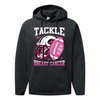 Tackle Breast Cancer Awareness Pink Ribbon Football Boy Kids Performance Fleece Hoodie