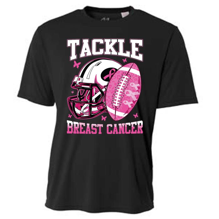 Tackle Breast Cancer Awareness Pink Ribbon Football Boy Kids Cooling Performance Crew T-Shirt