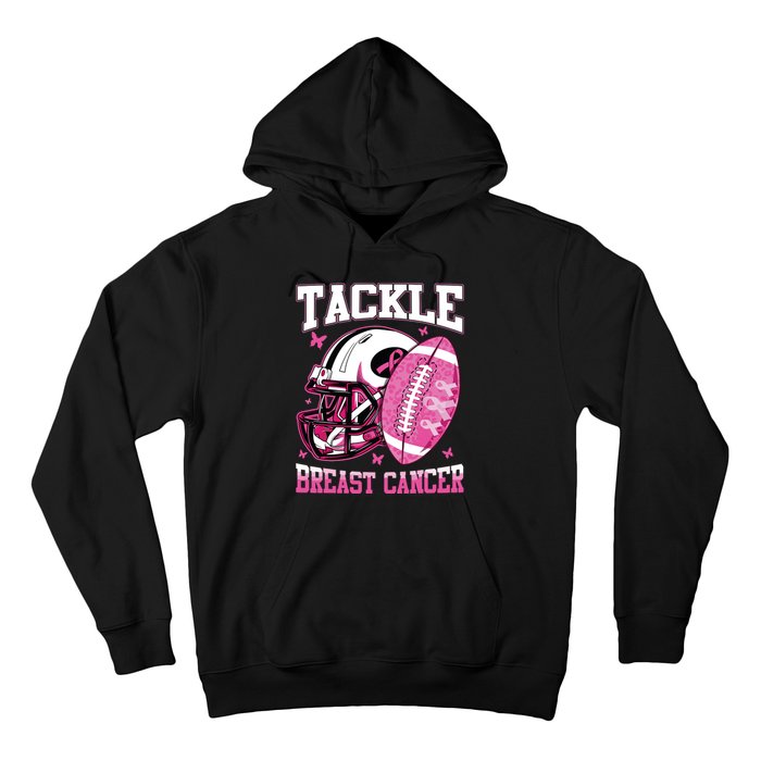 Tackle Breast Cancer Awareness Pink Ribbon Football Boy Kids Hoodie