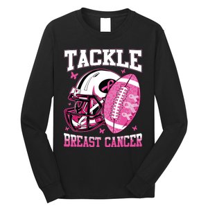 Tackle Breast Cancer Awareness Pink Ribbon Football Boy Kids Long Sleeve Shirt