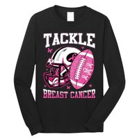 Tackle Breast Cancer Awareness Pink Ribbon Football Boy Kids Long Sleeve Shirt