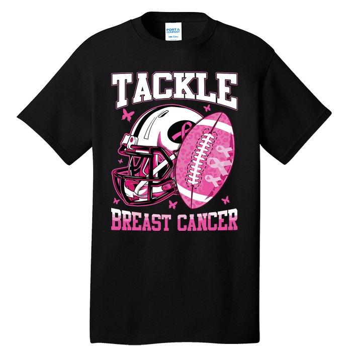 Tackle Breast Cancer Awareness Pink Ribbon Football Boy Kids Tall T-Shirt