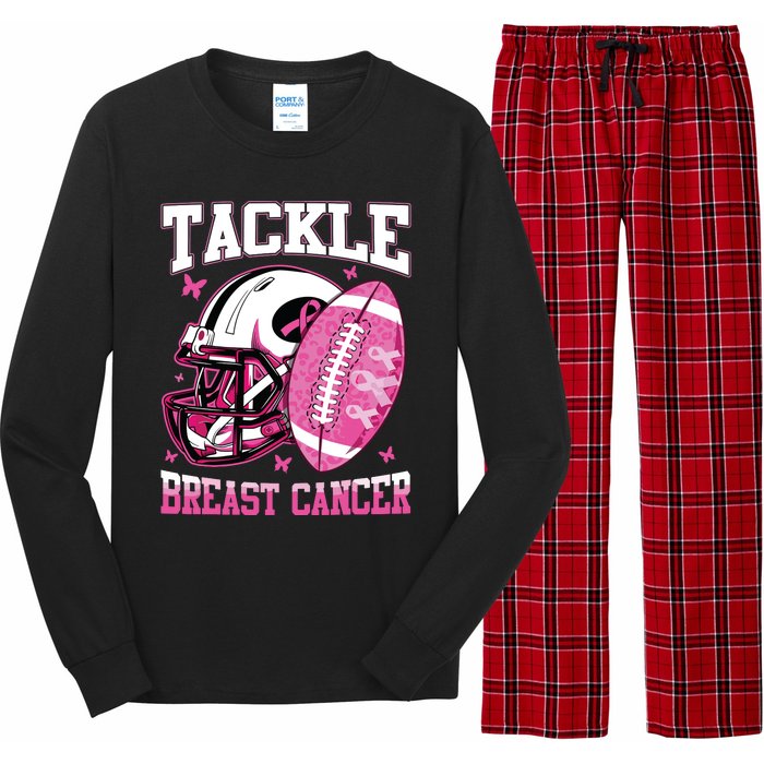 Tackle Breast Cancer Awareness Pink Ribbon Football Boy Kids Long Sleeve Pajama Set