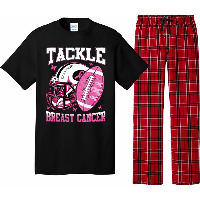 Tackle Breast Cancer Awareness Pink Ribbon Football Boy Kids Pajama Set