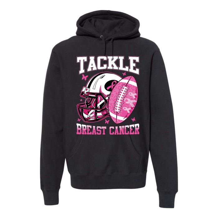 Tackle Breast Cancer Awareness Pink Ribbon Football Boy Kids Premium Hoodie