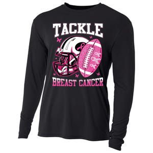 Tackle Breast Cancer Awareness Pink Ribbon Football Boy Kids Cooling Performance Long Sleeve Crew