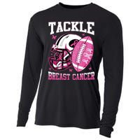 Tackle Breast Cancer Awareness Pink Ribbon Football Boy Kids Cooling Performance Long Sleeve Crew