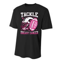 Tackle Breast Cancer Awareness Pink Ribbon Football Boy Kids Youth Performance Sprint T-Shirt