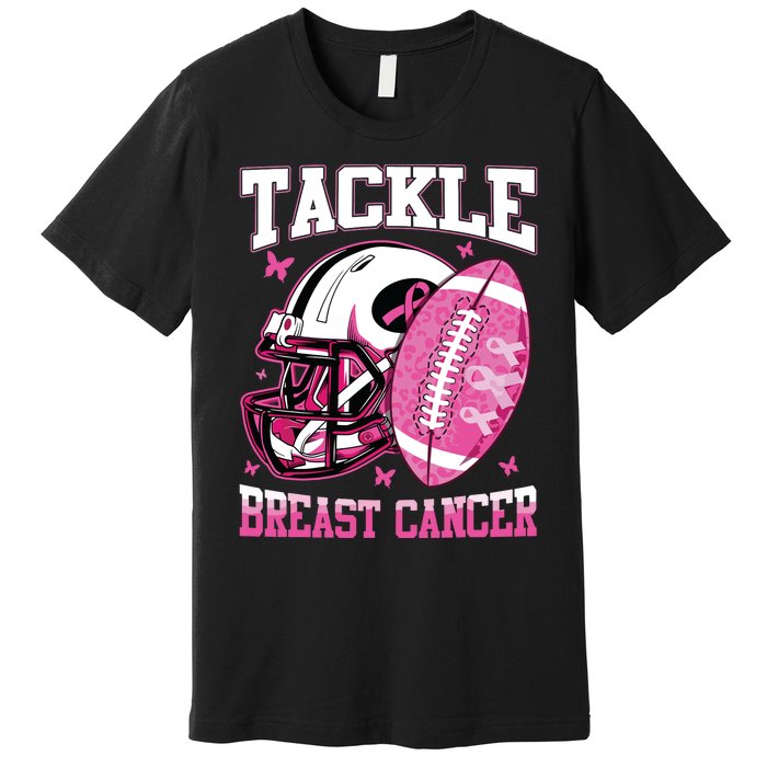 Tackle Breast Cancer Awareness Pink Ribbon Football Boy Kids Premium T-Shirt